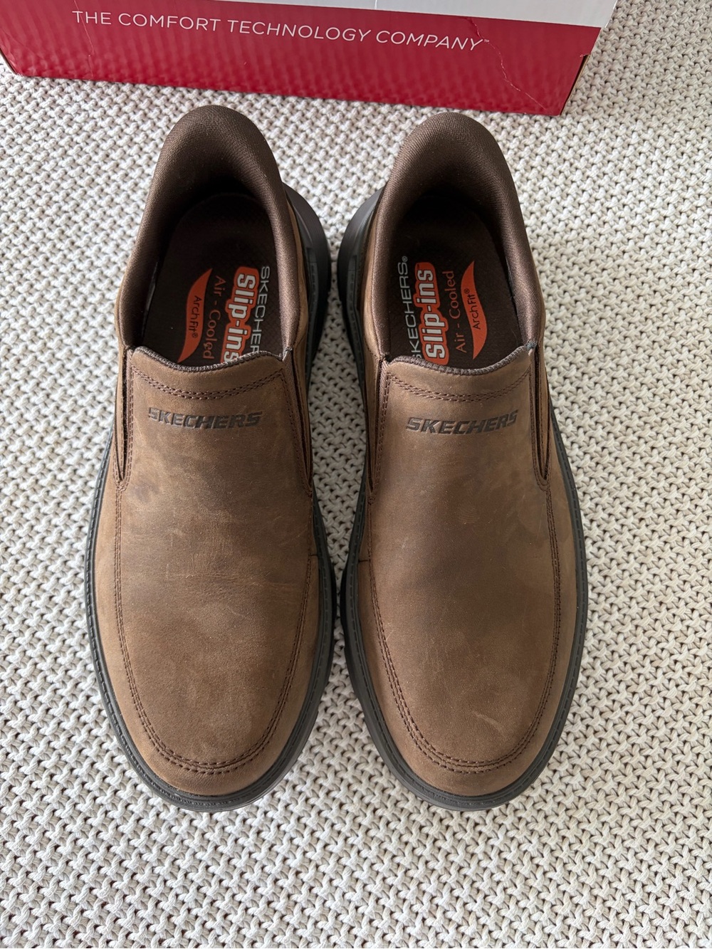 Skechers Men’s Brown Slip-On Casual Moc Toe Loafers - Picture 3 of 8
